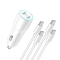 USB C Car Charger Adapter, 40W Dual USB C Car Charger Cigarette Lighter with 2 Pack Type C to C Fast Charging Cable for iPhone 15/15 Plus/15 Pro/15 Pro Max, Galaxy S24/S23/S22/S21, iPad Pro/Air/Mini