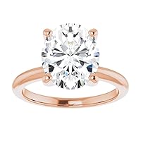 10K Solid Rose Gold Handmade Engagement Rings 3.25 CT Oval Cut Moissanite Diamond Solitaire Wedding/Bridal Rings Set for Women/Her Propose Rings, Perfact for Gifts Or As You Want