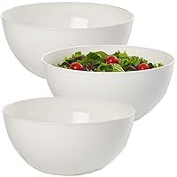 US Acrylic Vista White Plastic Salad and Serving 10-inch Bowls | set of 3 | Reusable, BPA-free, Made in the USA | 135 oz. capacity