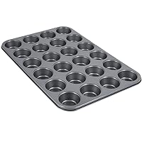 Tezzorio 24-Cup Muffin Pan, Carbon Steel, Gray, Non-Stick, 20 x 14-Inch