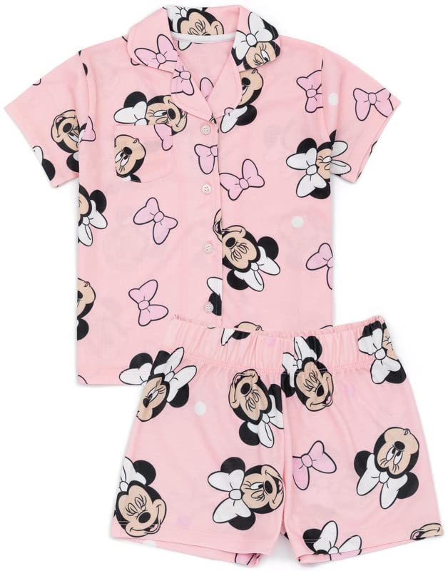 Disney Minnie Mouse Pyjamas Girls Toddlers Pink Bow T-Shirt Shorts Pjs
