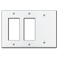 Metal 3-Gang Light Switch Plate White | Conceal & Cover Un-used Switches for Triple Gang Rocker/GFCI Outlet Receptacle (One Blank)