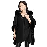 Winter Warm Thick Batwing Sleeves Horn Buckle Loose Cloak fleece Poncho Capes Women Coat