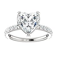 5.80 CT Heart Cut VVS1 Colorless Moissanite Engagement Ring Wedding Band Silver Eternity Solitaire Vintage Antique Anniversary Diamond Engagement Ring Promise