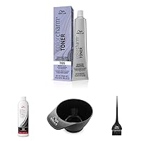 WELLA colorcharm Hair Dye & Coloring Kit, T86 Crème Toner + 10 Vol Cream Developer with Color Mixing Brush & Bowl for Mixing and Application, Great For Professional or At Home DIY Use, 4PC Set