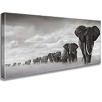 Black and White Elephants Wall Art Canvas Painting for Living Room Wall Decor Home Décor Landscape Artwork Canvas (F)