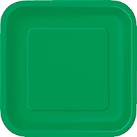 Unique 31860EU Eco-Friendly Square Paper Plates-18 cm-Emerald Green Colour-16 Count (Pack of 1), Pack of 16