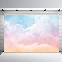 MEHOFOTO Colorful Cloud Pastel Rainbow Photo Studio Backdrop Portrait Props Kids Birthday Party Decorations Baby Shower Photography Background Banner for Cake Table Supplies 7x5ft
