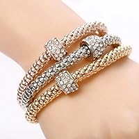 3 Pcs/Set Crystal Owl Heart Bracelets & Bangles Gold Alloy Elephant Pendants Rhinestone Bracelets For Women (SL571)