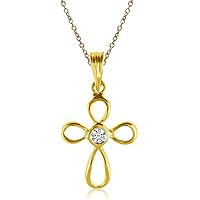 14K Yellow Gold Diamond Cross Pendant (Chain NOT Included)
