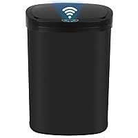 24/7 Shop at Home Freeway 13 Gallon Metal Household Trash Can Motion Sensor Lid for Kitchen, Black