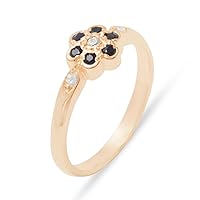 Solid 14k Rose Gold Cubic Zirconia & Sapphire Womens Cluster Ring - Sizes 4 to 12 Available
