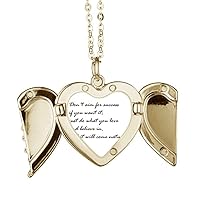 Don't Aim for Success If You Want It Folded Wings Peach Heart Pendant Necklace