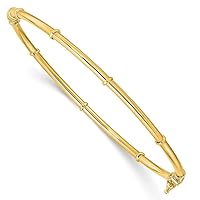 14k Gold Polished Fancy Hinged Cuff Stackable Bangle Bracelet Measures 3.5mm Wide Jewelry for Women