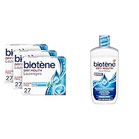 Biotène Dry Mouth Lozenges 27 Count (3 Pack) and Oral Rinse Mouthwash for Dry Mouth 16 fl oz