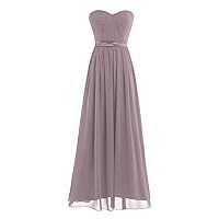ACSUSS Women's Chiffon Pleated High-Waisted Empire Bridesmaid Dress Long Evening Prom Gown