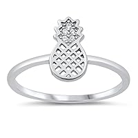 White CZ Trendy Pineapple Ring New .925 Sterling Silver Band Sizes 4-10