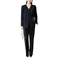 YUNCLOS Womens 3 Piece Casual Outfits Open Front Blazer Jacket Sleeveless Vest and Wide Leg Pants