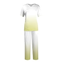 Scrubs Set for Women Nurse Uniform Jogger Suit Stretch Top & Pants with Multi Pocket for Nurse Gradient Workwear