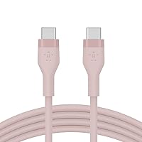 Belkin BoostCharge Flex Silicone USB C Charger Cable, USB-IF Certified USB Type C to USB Type C Charging Cable for iPhone 15, Samsung Galaxy S23, S22, iPad, MacBook, Note, Pixel and More - 1m, Pink