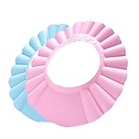 2Pcs Safe Shampoo Shower Bathing Protection Bath Cap Soft Adjustable Visor Hat for Toddler Baby Kids Children (Pink,Blue) Baby Shower Cap