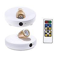 HONWELL LED Spotlight Wireless Accent Lights 2 Pack Battery Powered Warm White Puck Lights with Remote Under-Cabinet Light Indoor Closet Light with Rotatable Lights Head,Picture Lights for Paintings