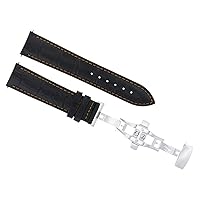20MM LEATHER STRAP BAND FOR TISSOT PRS 516 PRC200 RACING DEPLOY CLASP BLACK OS