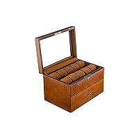 Solid Wood Double-Layer Watch Bracelet Storage Display with Lock Box Retro Jewelry Watch Collection Box