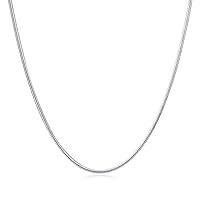 Solid S925 Sterling Silver Diamond Cut Solid Round Snake Chain Necklace 1/1.5/2/3 mm Flexible Italian Magic Snake Chain Necklace with Lobster Clasp 16-26 Inches