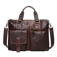 Men Handbags Vintage Laptop Briefcases Office Shoulder Bags Tote Male Crossbody Messenger Bags (Color : Coffee)