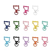 26PCS Zinc Alloy Swivel Clasps Dog Head Shape 13 Colors Baking Painted Lobster Claw Clasps Alloy Key Chain Trigger Clips for DIY Bracelet Necklace Key Chain Jewelry Crafts Making Hole 5x8mm