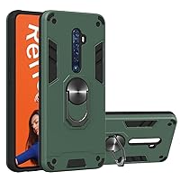 Phone Case for Oppo Reno 2 Case,Military-Grade Shockproof Cover with Magnetic Car Mount Ring Kickstand Holder for Oppo Reno 2 Protector Case (Color : Green)