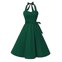 Topdress Women'sVintage Polka Audrey Dress 1950s Halter Retro Cocktail Dress