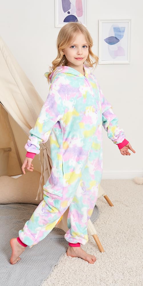 Riverchan Kids Unicorn Onesie Animal Pajamas Halloween Cosplay Costume Sleepwear Gift for Girls and Boys