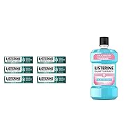 Listerine Essential Care Toothpaste & Gum Therapy Antiplaque & Anti-Gingivitis Mouthwash, Oral Rinse to Help Reverse Signs of Early Gingivitis Like Bleeding Gums, ADA Accepted, Glacier Mint, 1 L