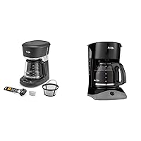 Mr. Coffee 12 Cup Dishwashable Coffee Maker with Advanced Water Filtration & Permanent Filter & Coffee Maker with Auto Pause and Glass Carafe, 12 Cups, Black
