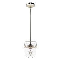 Hunter - Karloff 1-Light Brushed Nickel, Small Pendant Light, Dimmable, Casual Style, Urn Shaped, for Bedrooms, Kitchens, Dining, Living Rooms - 19839