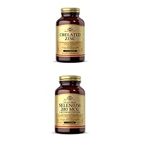 Solgar Chelated Zinc, 250 Tablets - Zinc for Healthy Skin + Solgar Yeast-Free Selenium 200 mcg, 250 Tablets - Supports Antioxidant & Immune System Health