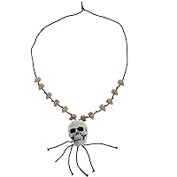 Beavorty Skull Skeleton Bone Necklace Skull Pendant Necklace Skeleton Head Bone Charm Cosplay Fancy Party Halloween Jewelry Costume Fancy Dress for Women Men, 60X6cm, Resin, resin