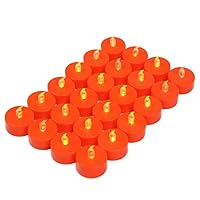 Battery Operated LED Tea Lights:24 Pack Flameless Votive Candles Lamp Realistic and Bright Flickering Long Lasting 150Hours for Wedding Holiday Party Home Decoration (24 Pack Orange)