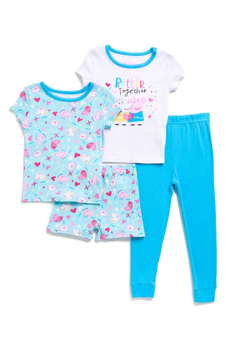 Peppa Pig Girls' Toddler 4 Piece Cotton Pajama Set