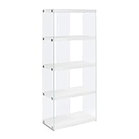 I Bookcase-5-Shelf Etagere Bookcase Contemporary Look with Tempered Glass Frame Bookshelf, 60