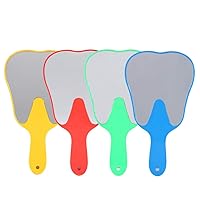 4Pcs Plastic Handheld Mirror Molar Tooth Shape Mirror for Office Unbreakable Magnifying Tool