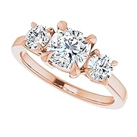18K Solid Rose Gold Handmade Engagement Ring 1.00 CT Cushion Cut Moissanite Diamond Solitaire Wedding/Bridal Ring for Women/Her Perfect Ring