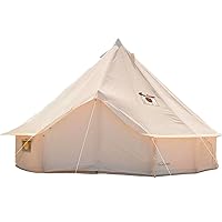 DANCHEL OUTDOOR B5 PRO Canvas Bell Tent with 2 Stove Jacks, 4 Season Glamping Tents for Camping, Yurt Tent House for 4/6/8 Adults Living,13ft/16.4ft/20ft
