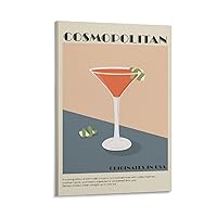 Cocktail Mid Century Modern Cosmopolitan Cocktail Kitchen Wall Art Mid Century Bar Poster Canvas Painting Posters And Prints Wall Art Pictures for Living Room Bedroom Decor 24x36inch(60x90cm) Frame-s
