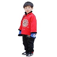 Boys' Chinese Dragon Embroidered New Year's Clothes,Thickened Winter Chinese Style One-Year-Old Tang Suits.