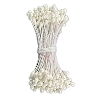 900 Pcs 3mm Mini Flower Stamen, Pearl Double Heads Flower Stamen Pistil Artificial Floral Stamen for DIY Crafts,White