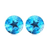 3.20-3.51 Cts of 7 mm Texas Star AAA Matching Loose Swiss Blue Topaz (2 pcs) Gemstones