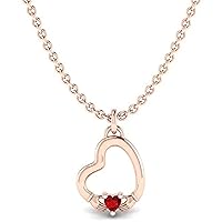 Created Heart Cut Ruby Gemstone 925 Sterling Silver 14K Gold Finish Heart Shape Claddagh Pendant Necklace for Women's & Girl's